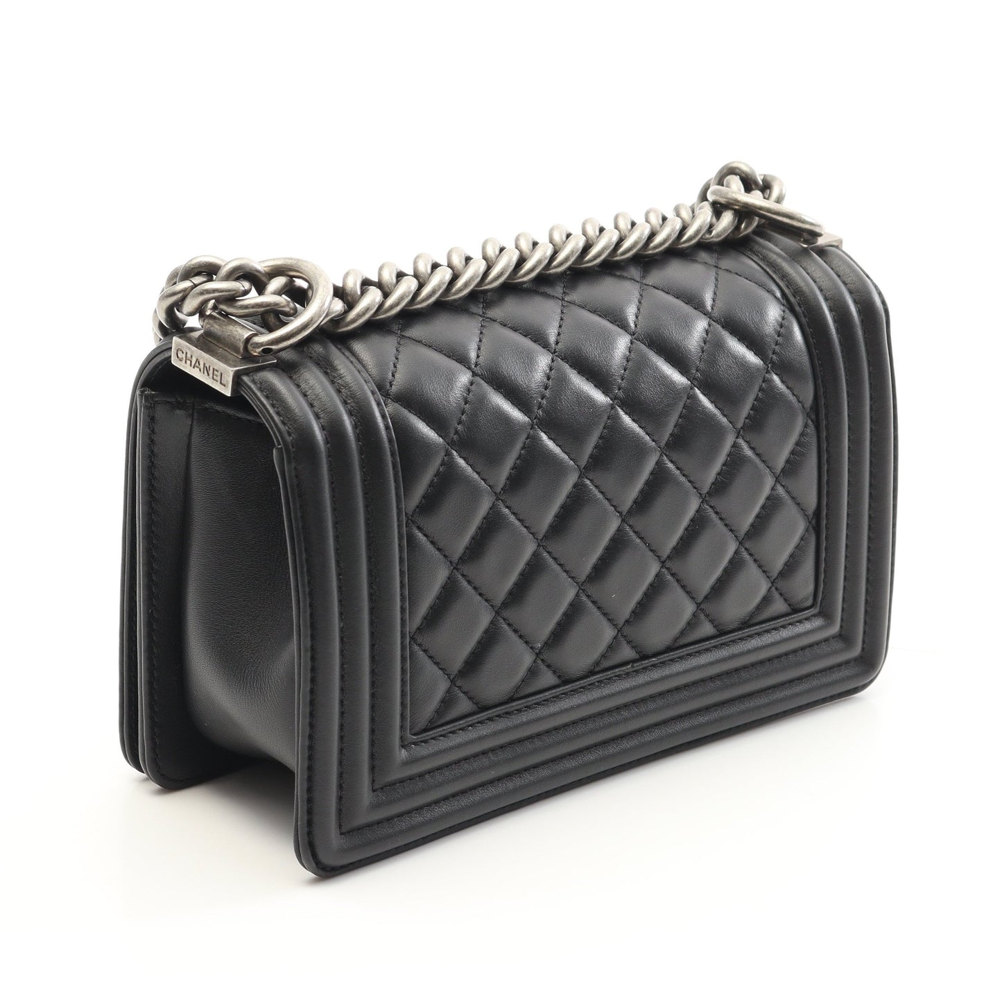 ボーイシャネル スモール チェーンショルダーバッグ ラムスキン ブラック アンティークシルバー金具 シャネル バッグ CHANEL