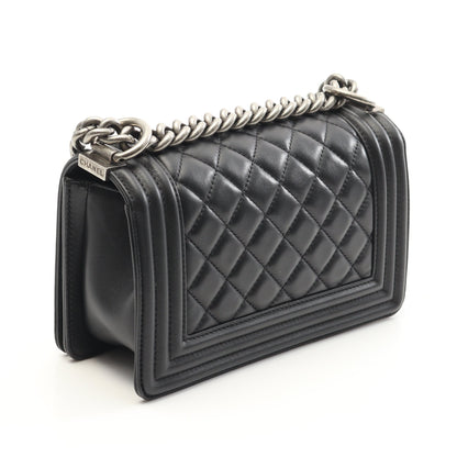 ボーイシャネル スモール チェーンショルダーバッグ ラムスキン ブラック アンティークシルバー金具 シャネル バッグ CHANEL