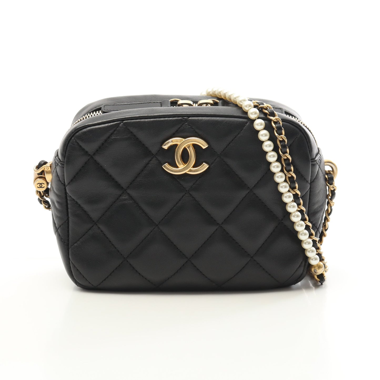 マトラッセ チェーンショルダーバッグ ラムスキン ブラック ゴールド金具 シャネル バッグ CHANEL