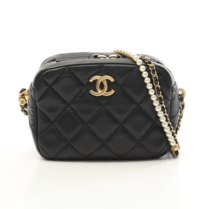 マトラッセ チェーンショルダーバッグ ラムスキン ブラック ゴールド金具 シャネル バッグ CHANEL
