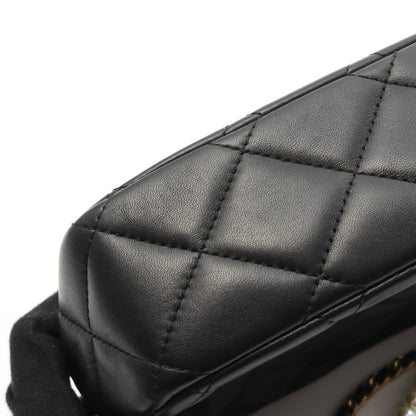 マトラッセ チェーンショルダーバッグ ラムスキン ブラック ゴールド金具 シャネル バッグ CHANEL