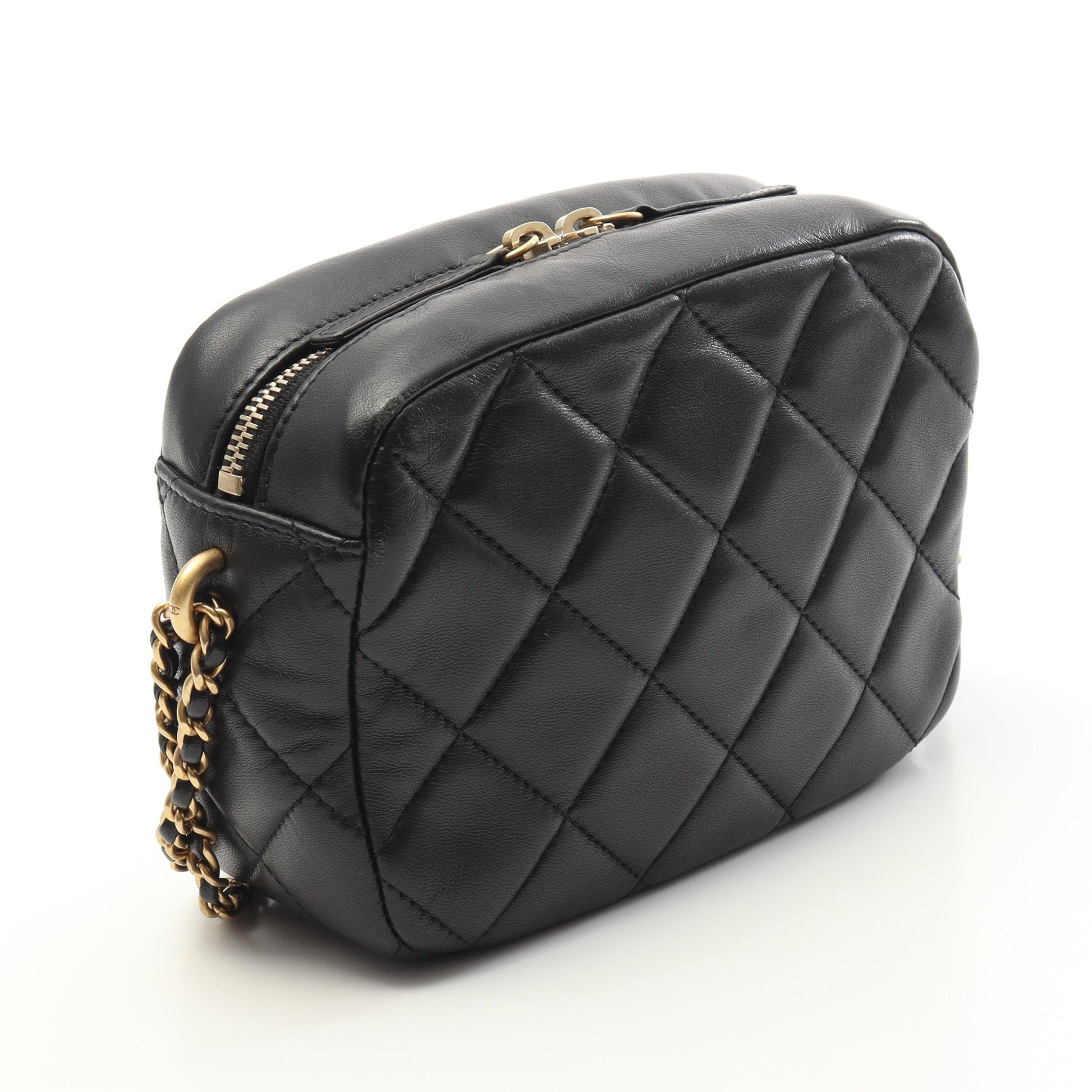 マトラッセ チェーンショルダーバッグ ラムスキン ブラック ゴールド金具 シャネル バッグ CHANEL