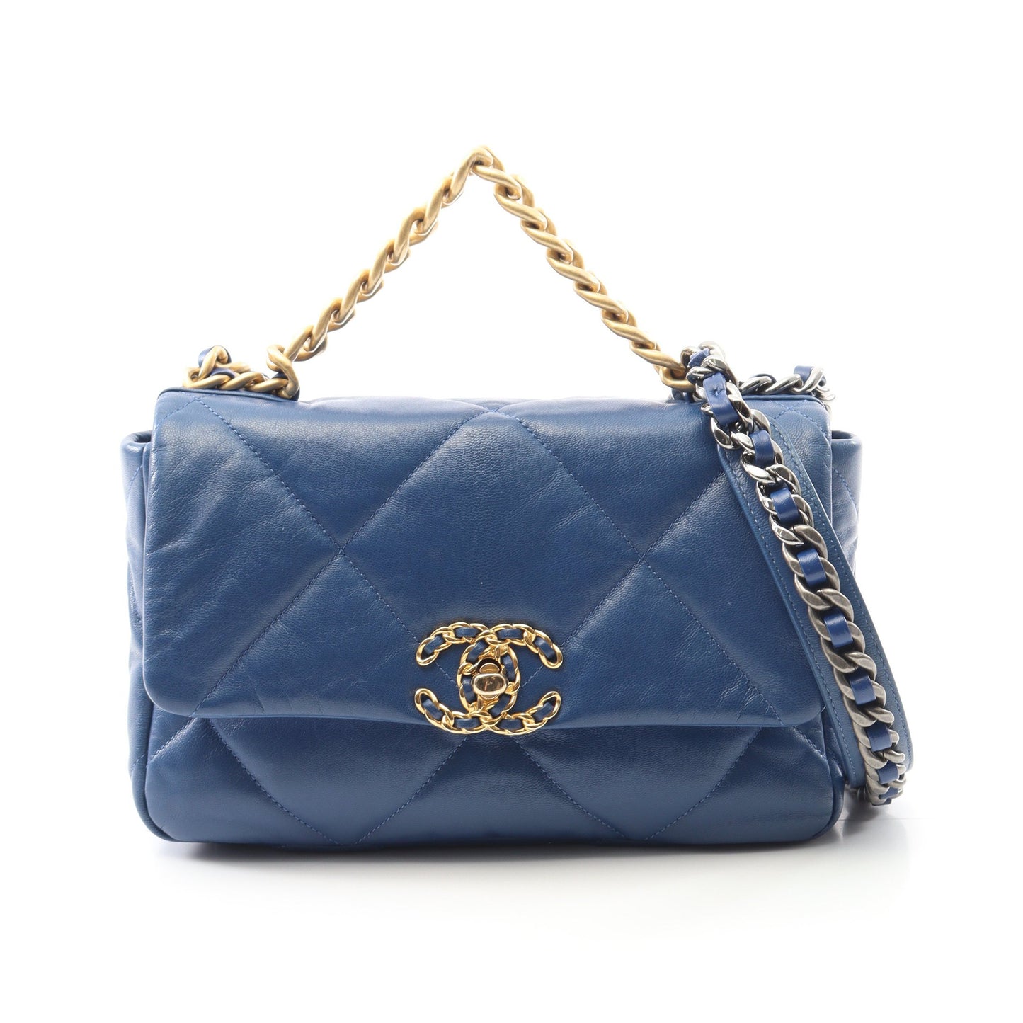 19 ディズヌフ マトラッセ チェーンショルダーバッグ ラムスキン ブルー コンビ金具 シャネル バッグ CHANEL