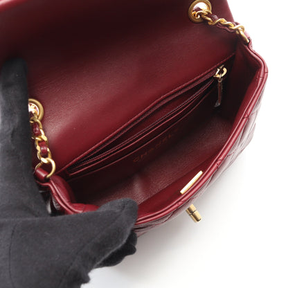 ミニマトラッセ チェーンショルダーバッグ ラムスキン ボルドー ゴールド金具 シャネル バッグ CHANEL