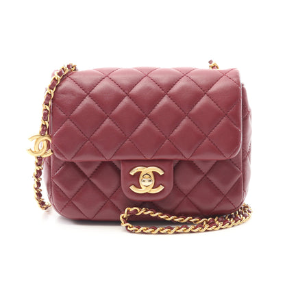 ミニマトラッセ チェーンショルダーバッグ ラムスキン ボルドー ゴールド金具 シャネル バッグ CHANEL