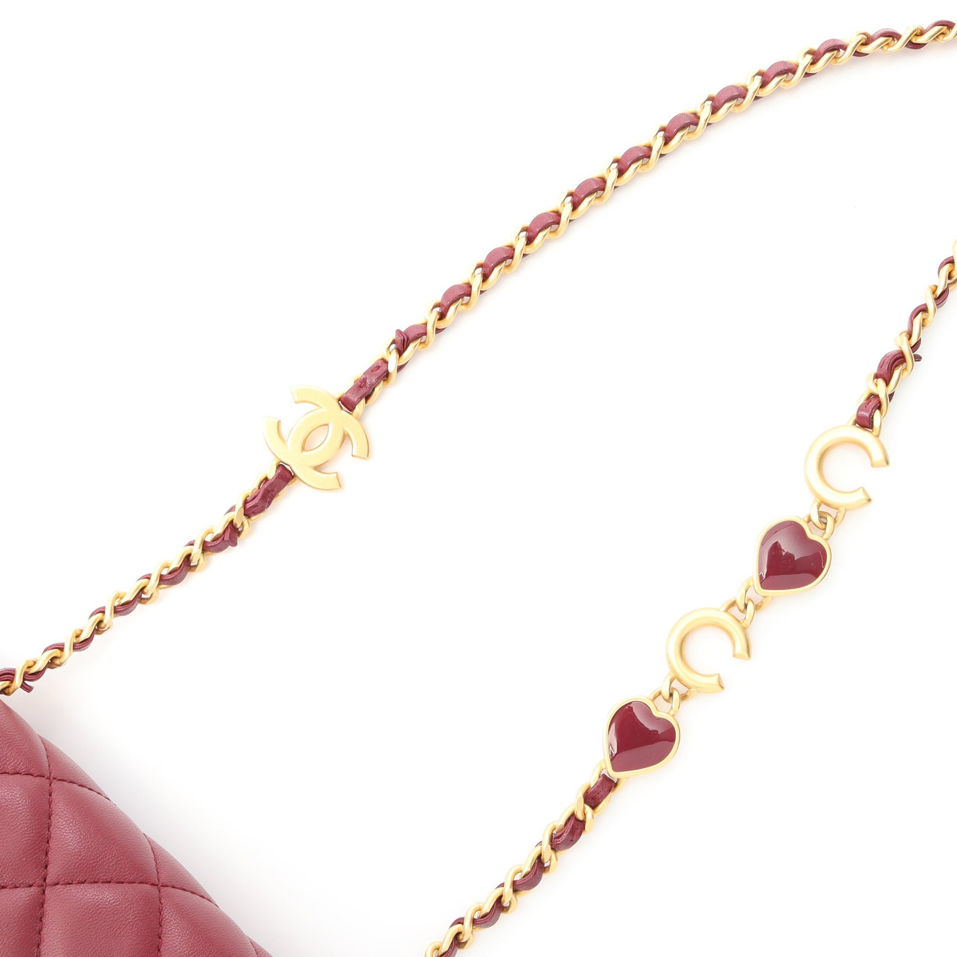 ミニマトラッセ チェーンショルダーバッグ ラムスキン ボルドー ゴールド金具 シャネル バッグ CHANEL