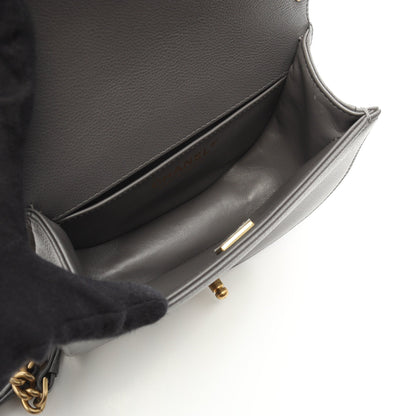 マトラッセ チェーンショルダーバッグ キャビアスキン グレー ゴールド金具 シャネル バッグ CHANEL