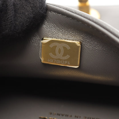 マトラッセ チェーンショルダーバッグ キャビアスキン グレー ゴールド金具 シャネル バッグ CHANEL