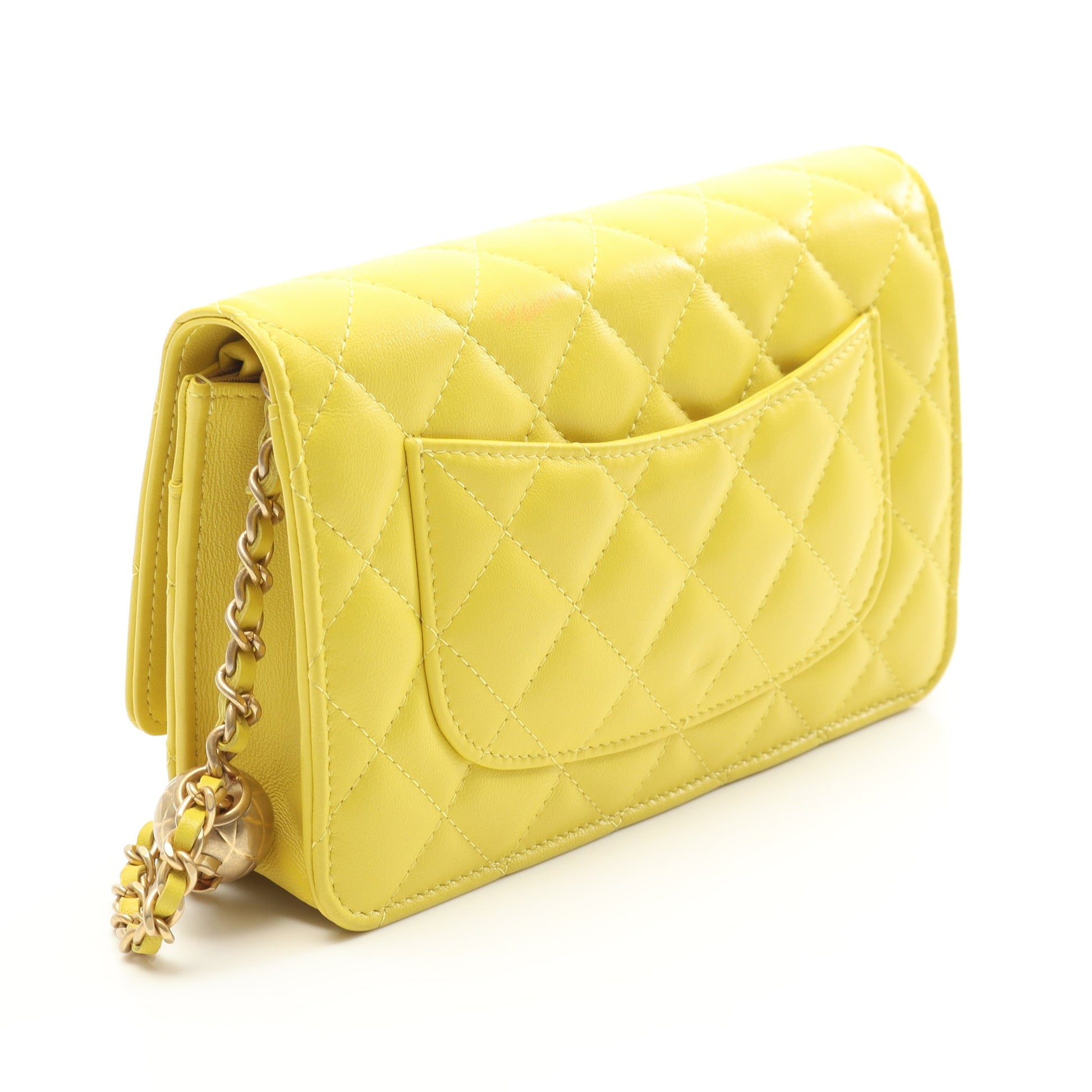 マトラッセ チェーンウォレット ラムスキン イエロー ゴールド金具 シャネル バッグ CHANEL