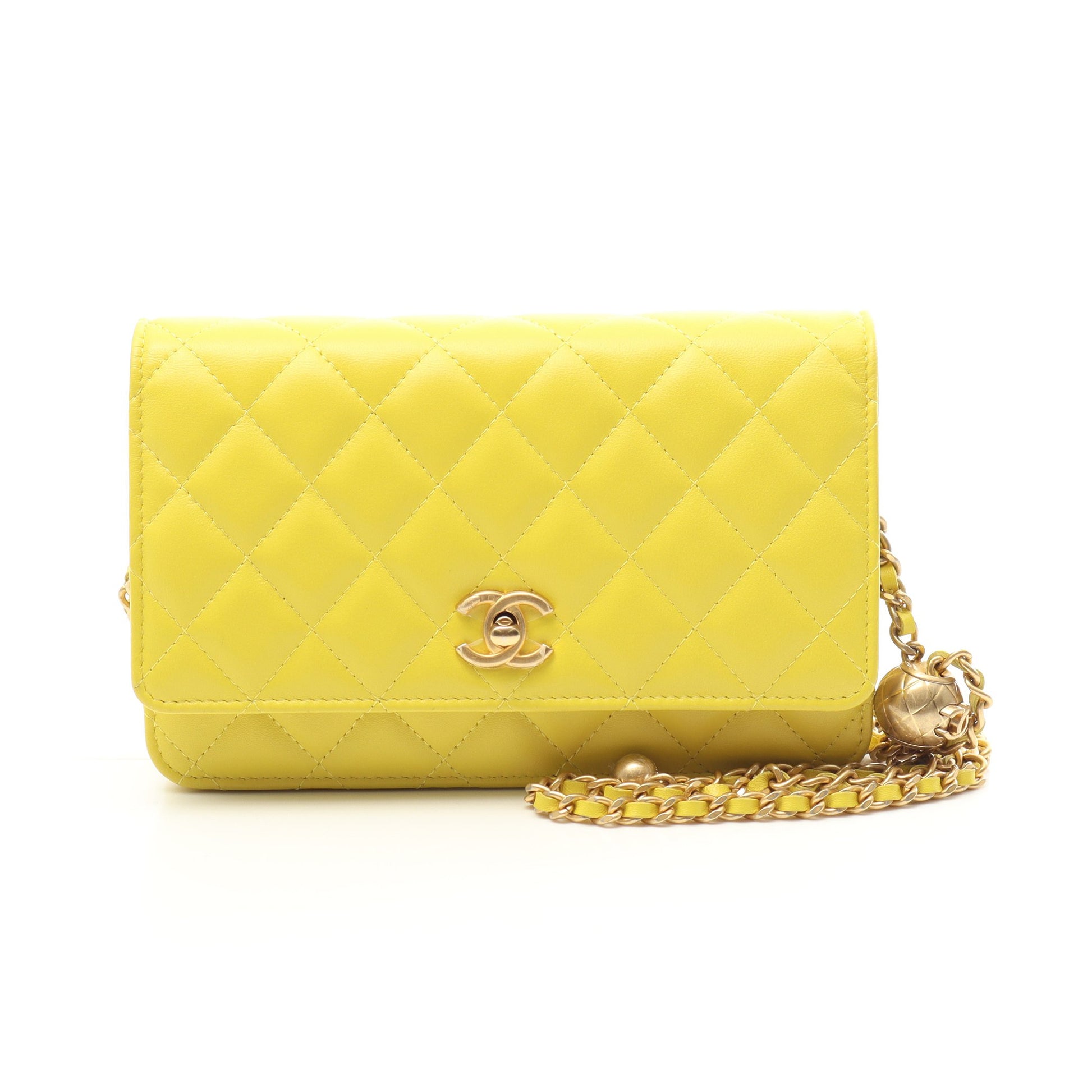 マトラッセ チェーンウォレット ラムスキン イエロー ゴールド金具 シャネル バッグ CHANEL