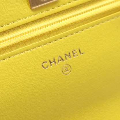 マトラッセ チェーンウォレット ラムスキン イエロー ゴールド金具 シャネル バッグ CHANEL