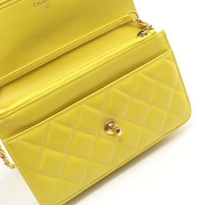 マトラッセ チェーンウォレット ラムスキン イエロー ゴールド金具 シャネル バッグ CHANEL