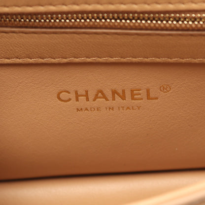 マトラッセ チェーンショルダーバッグ ラムスキン ベージュ ゴールド金具 2WAY シャネル バッグ CHANEL