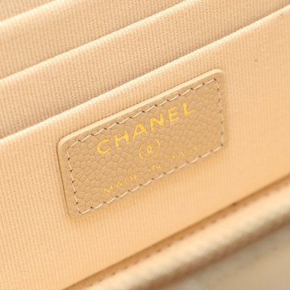 マトラッセ バニティバッグ チェーンショルダーバッグ キャビアスキン ベージュ ゴールド金具 シャネル バッグ CHANEL