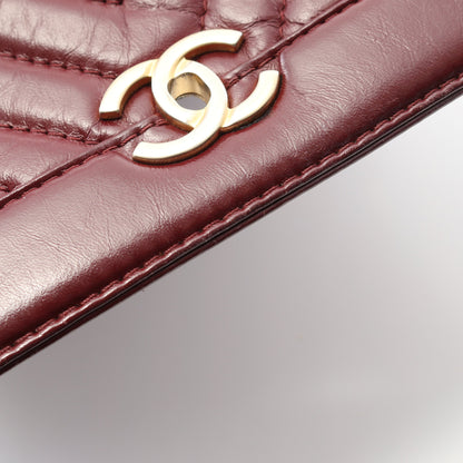 シェブロン Vステッチ トップハンドル チェーンショルダーバッグ レザー ボルドー ゴールド金具 2WAY シャネル バッグ CHANEL
