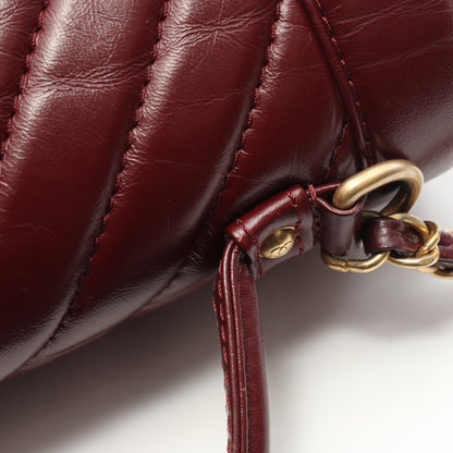 シェブロン Vステッチ トップハンドル チェーンショルダーバッグ レザー ボルドー ゴールド金具 2WAY シャネル バッグ CHANEL
