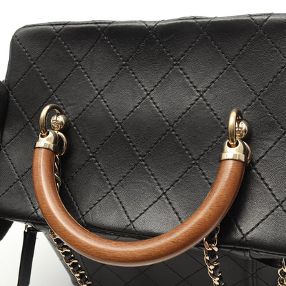 マトラッセ バニティバッグ チェーンショルダーバッグ ラムスキン ブラック ゴールド金具 シャネル バッグ CHANEL