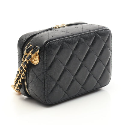 マトラッセ ミニ カメラバッグ チェーンショルダーバッグ キャビアスキン ブラック ゴールド金具 シャネル バッグ CHANEL