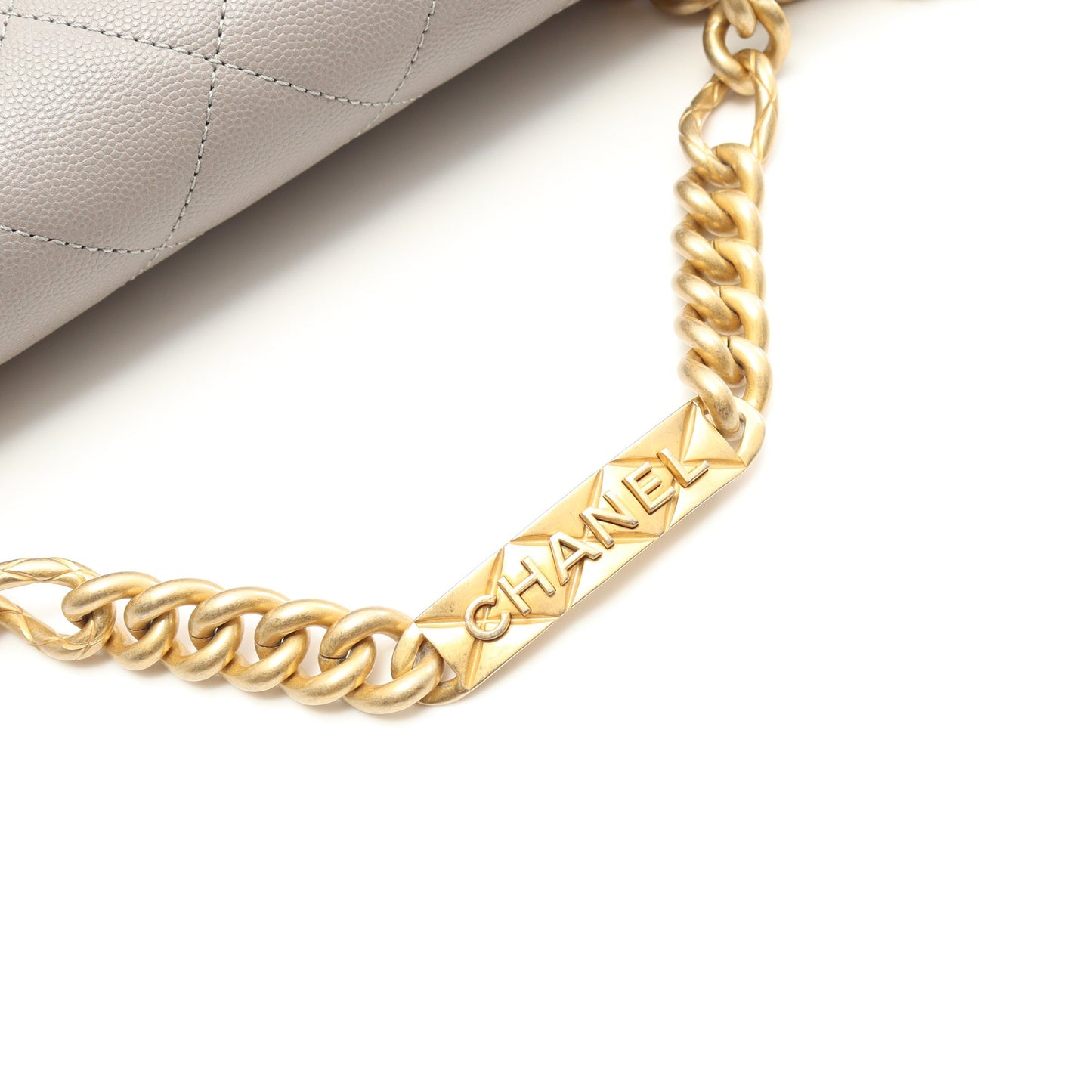 マトラッセ チェーンショルダーバッグ キャビアスキン グレー ゴールド金具 2WAY シャネル バッグ CHANEL