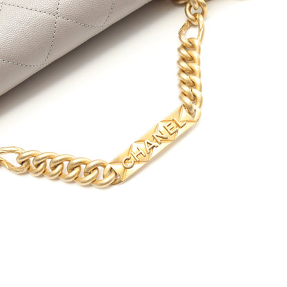 マトラッセ チェーンショルダーバッグ キャビアスキン グレー ゴールド金具 2WAY シャネル バッグ CHANEL