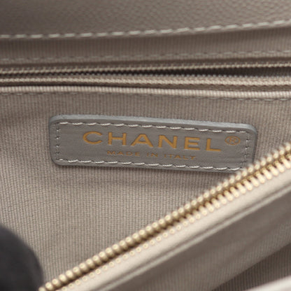 マトラッセ チェーンショルダーバッグ キャビアスキン グレー ゴールド金具 2WAY シャネル バッグ CHANEL