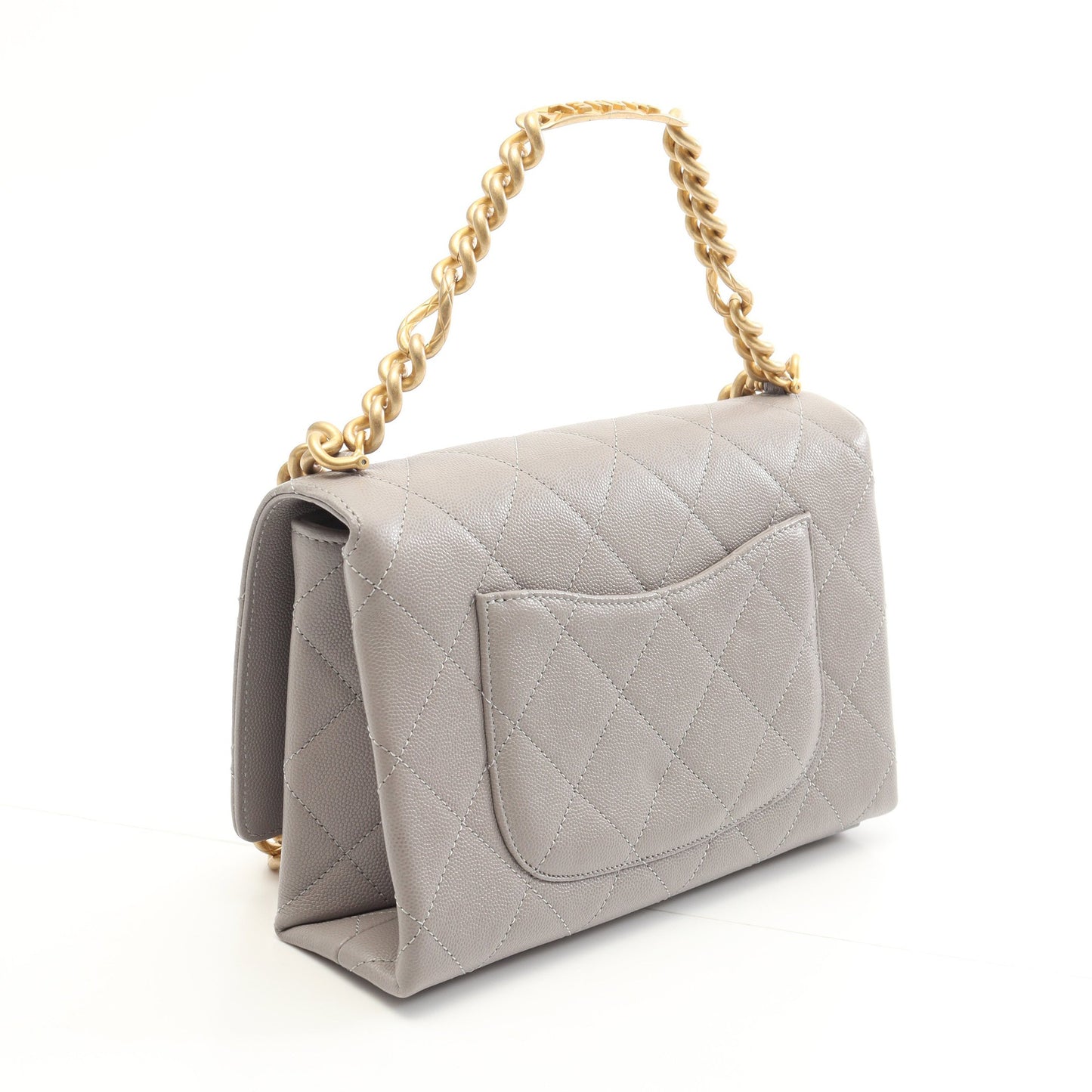 マトラッセ チェーンショルダーバッグ キャビアスキン グレー ゴールド金具 2WAY シャネル バッグ CHANEL