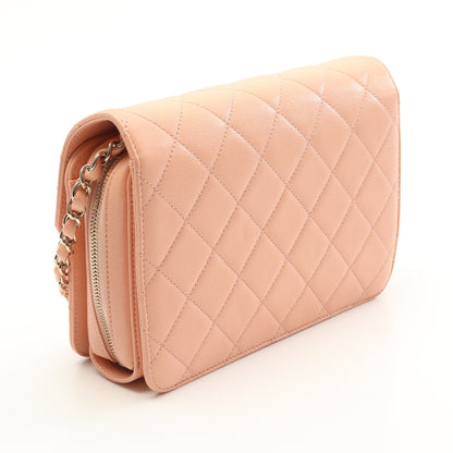 マトラッセ チェーンショルダーバッグ キャビアスキン コーラルピンク ゴールド金具 シャネル バッグ CHANEL
