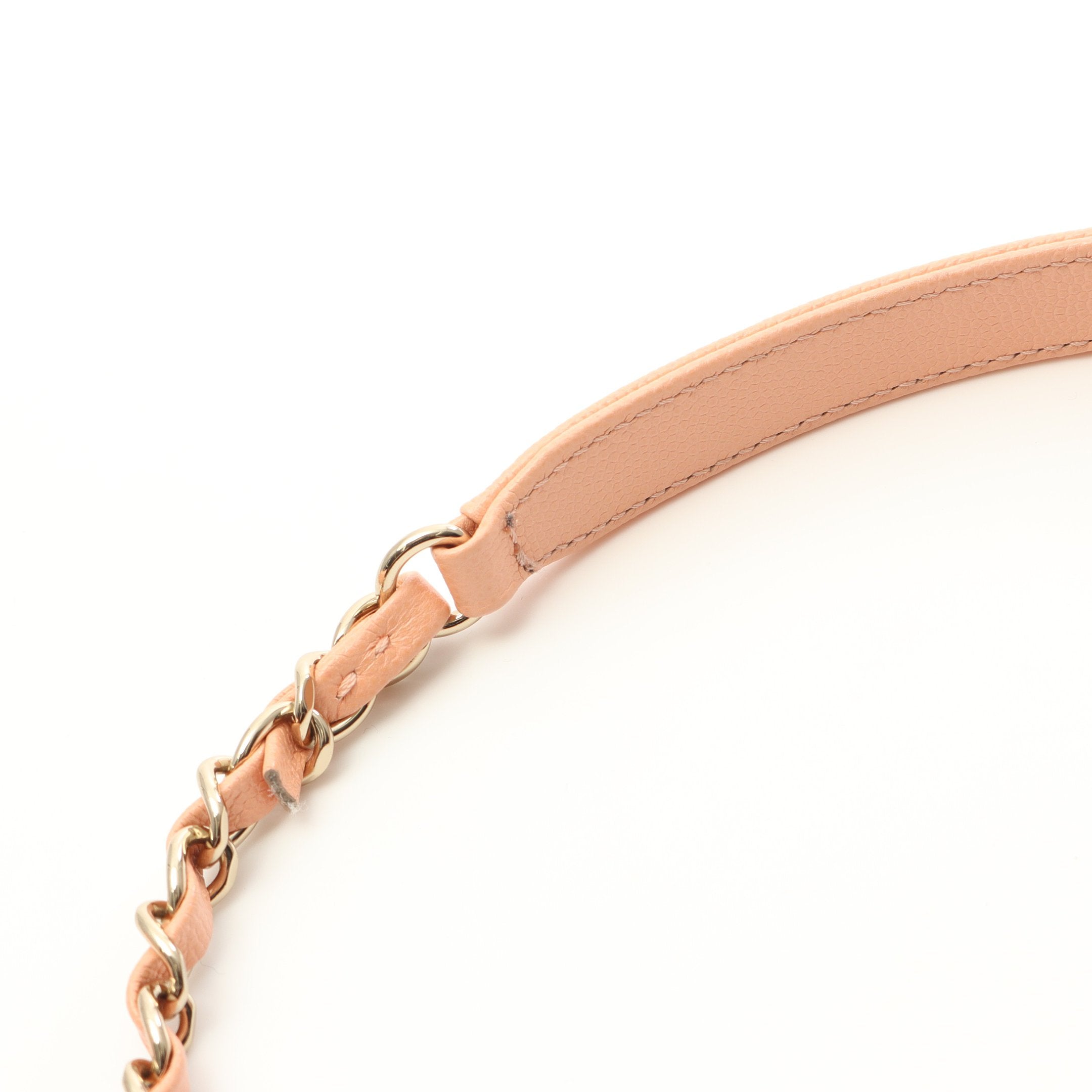 マトラッセ チェーンショルダーバッグ キャビアスキン コーラルピンク