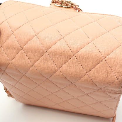 マトラッセ チェーンショルダーバッグ キャビアスキン コーラルピンク ゴールド金具 シャネル バッグ CHANEL