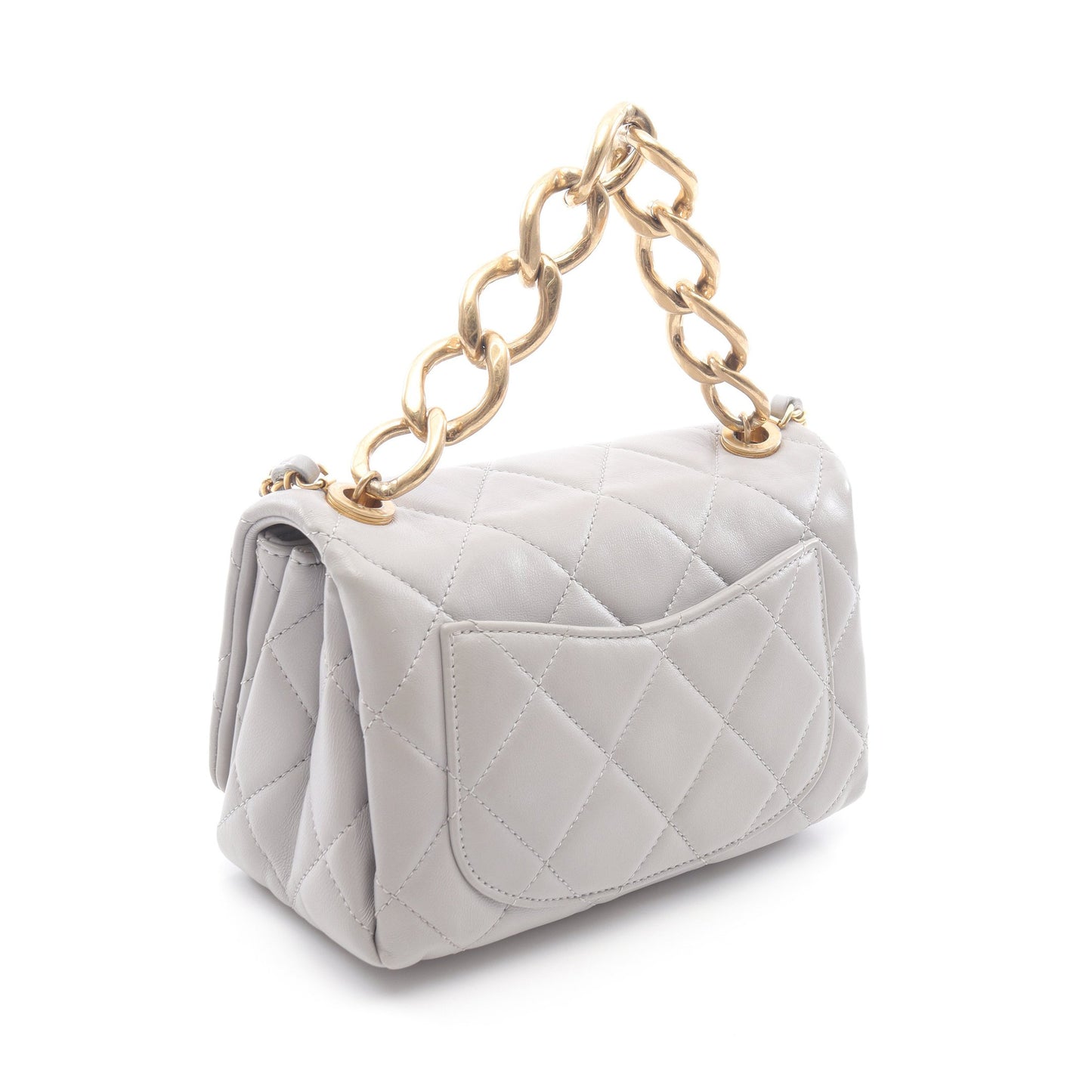 ミニマトラッセ チェーンショルダーバッグ ラムスキン グレー ゴールド金具 シャネル バッグ CHANEL