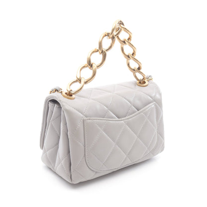 ミニマトラッセ チェーンショルダーバッグ ラムスキン グレー ゴールド金具 シャネル バッグ CHANEL