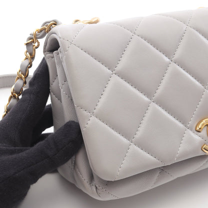 ミニマトラッセ チェーンショルダーバッグ ラムスキン グレー ゴールド金具 シャネル バッグ CHANEL