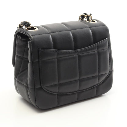 チョコバー ミニフラップ チェーンショルダーバッグ ラムスキン ブラック ゴールド金具 シャネル バッグ CHANEL