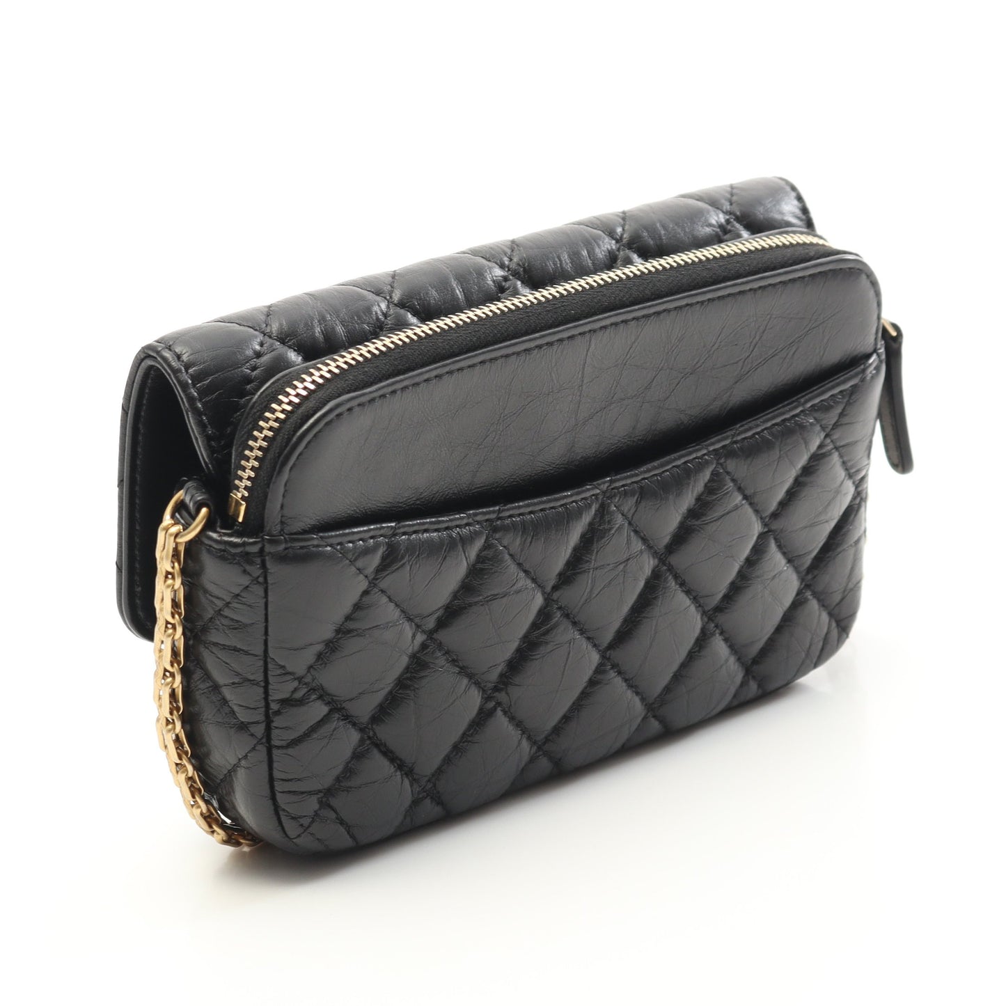 2.55 マトラッセ チェーンウォレット エイジドカーフスキン ブラック ゴールド金具 シャネル バッグ CHANEL