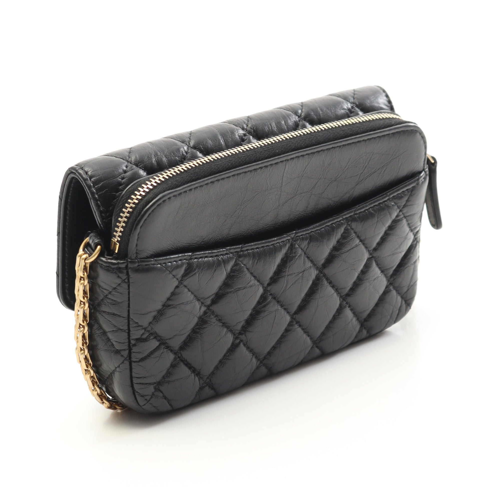 2.55 マトラッセ チェーンウォレット エイジドカーフスキン ブラック ゴールド金具 シャネル バッグ CHANEL