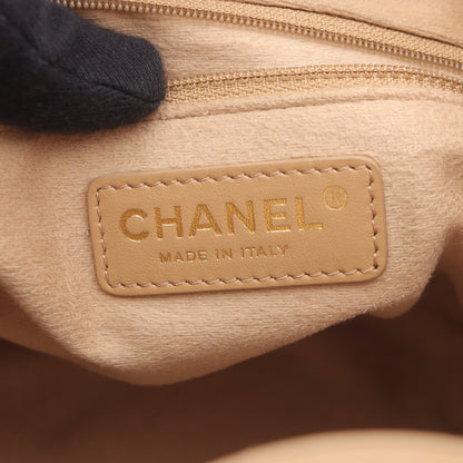 ドーヴィル 巾着 チェーンショルダーバッグ キャビアスキン ベージュ ゴールド金具 シャネル バッグ CHANEL