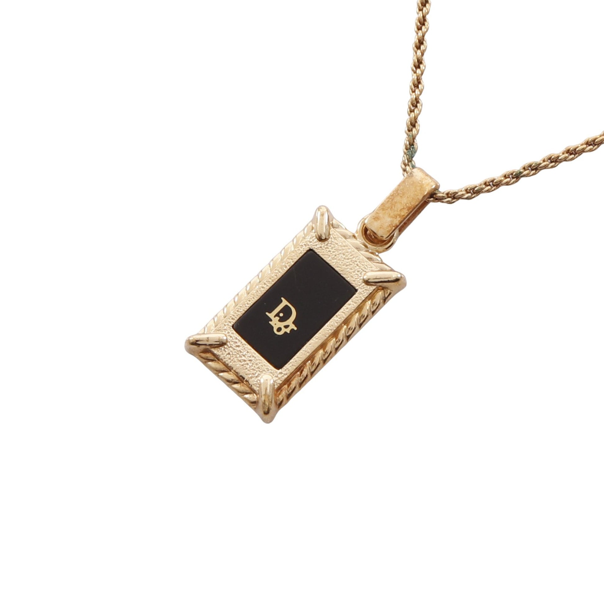 DIORロゴ プレート ネックレス GP ゴールド クリスチャンディオール 