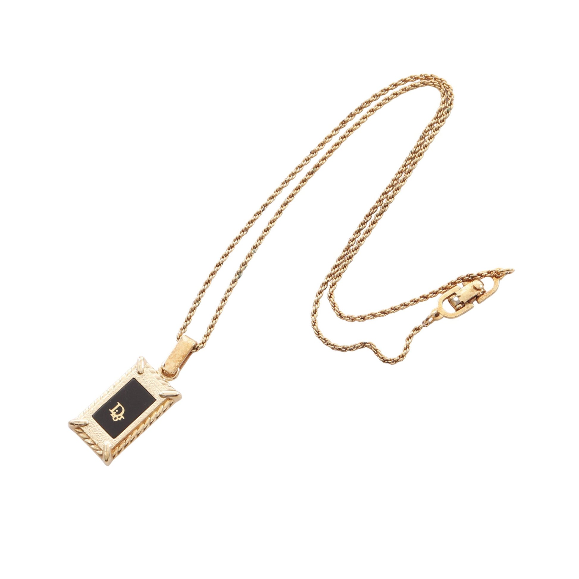 DIORロゴ プレート ネックレス GP ゴールド クリスチャンディオール 