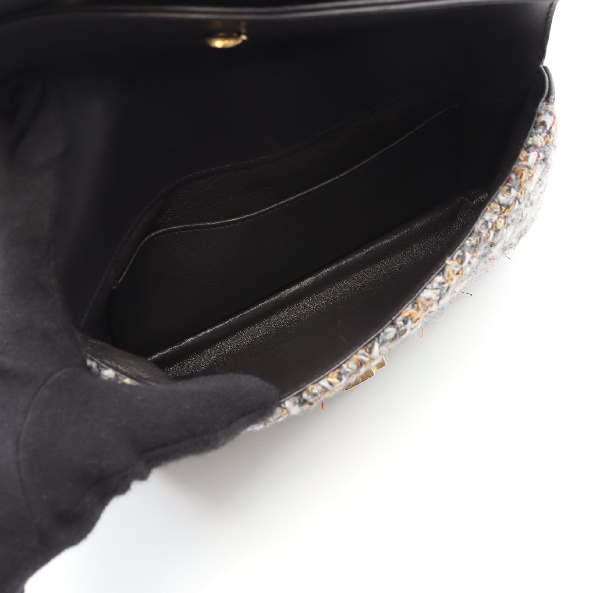 ココマーク Wチェーンショルダーバッグ ツイード レザー グレー ゴールド金具 シャネル バッグ CHANEL