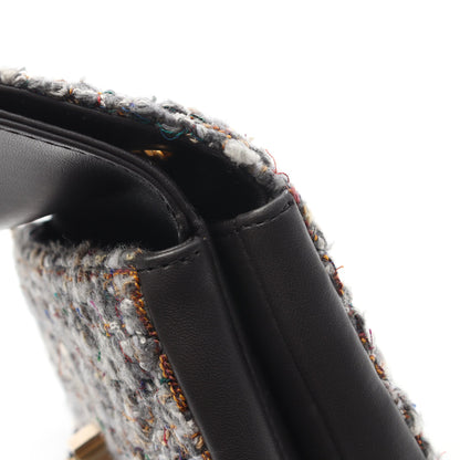 ココマーク Wチェーンショルダーバッグ ツイード レザー グレー ゴールド金具 シャネル バッグ CHANEL