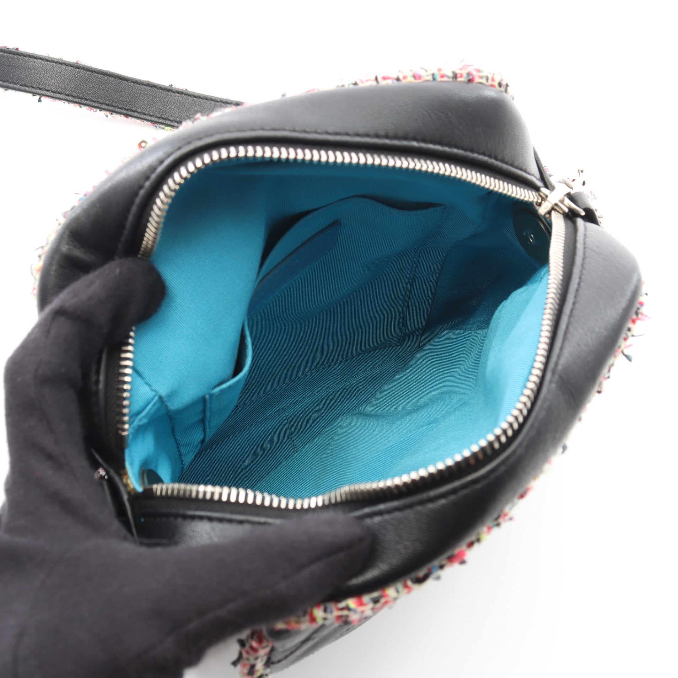 シャネル ラムスキン マトラッセ ツイード ショルダーバッグ ハンドバッグ シャネル CHANEL マトラッセ ツイードショルダー ブラック ラムスキン