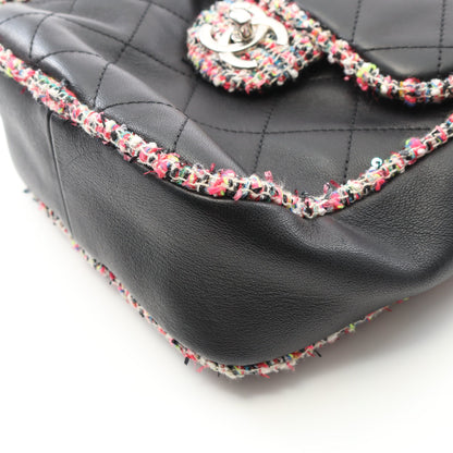 マトラッセ チェーンショルダーバッグ ラムスキン ツイード ブラック マルチカラー シルバー金具 シャネル バッグ CHANEL
