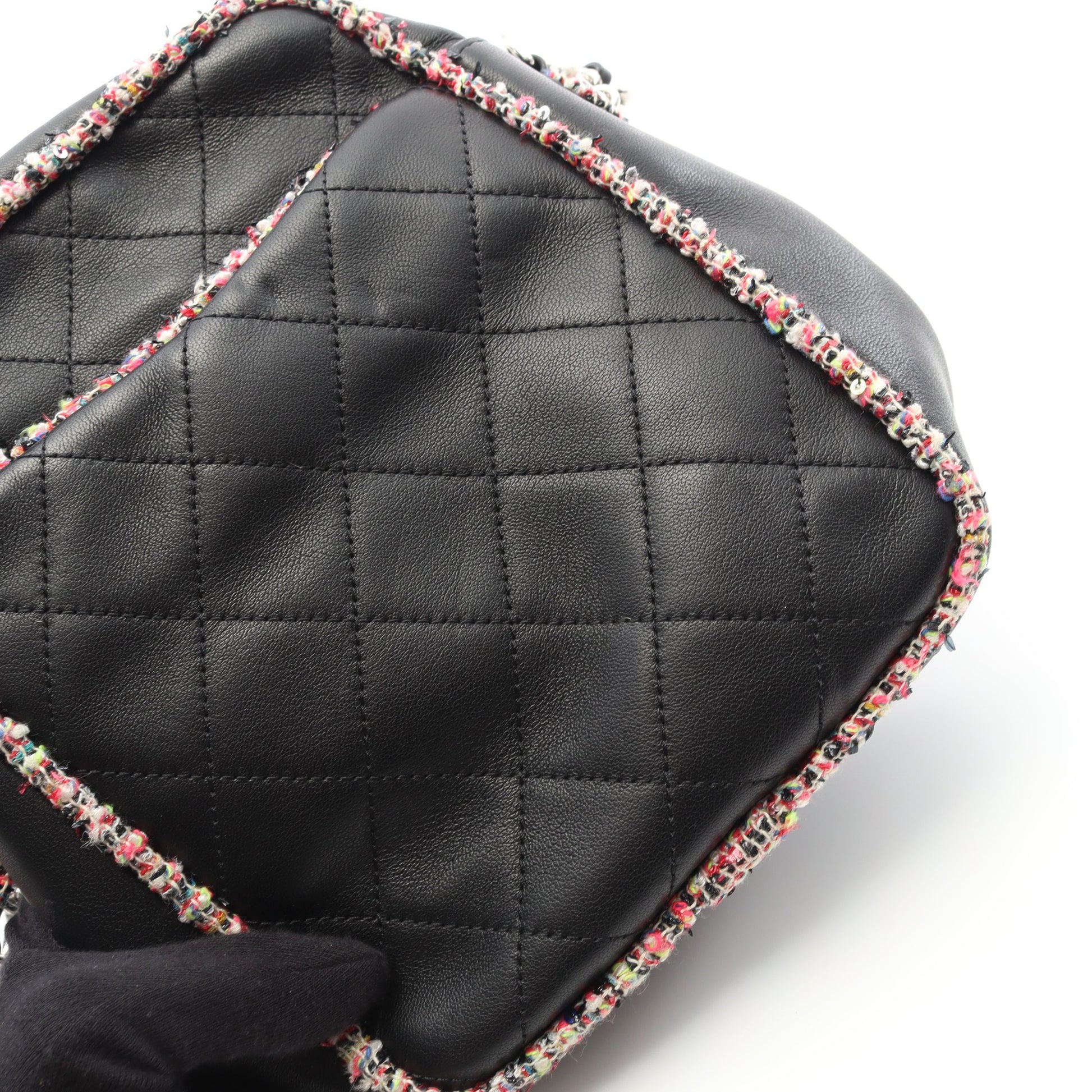 マトラッセ チェーンショルダーバッグ ラムスキン ツイード ブラック マルチカラー シルバー金具 シャネル バッグ CHANEL