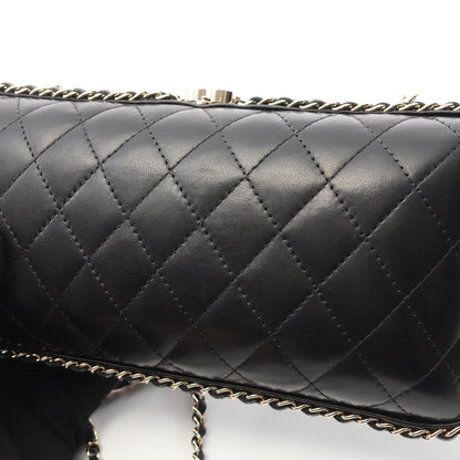 マトラッセ チェーンショルダーバッグ ラムスキン ブラック ゴールド金具 シャネル バッグ CHANEL