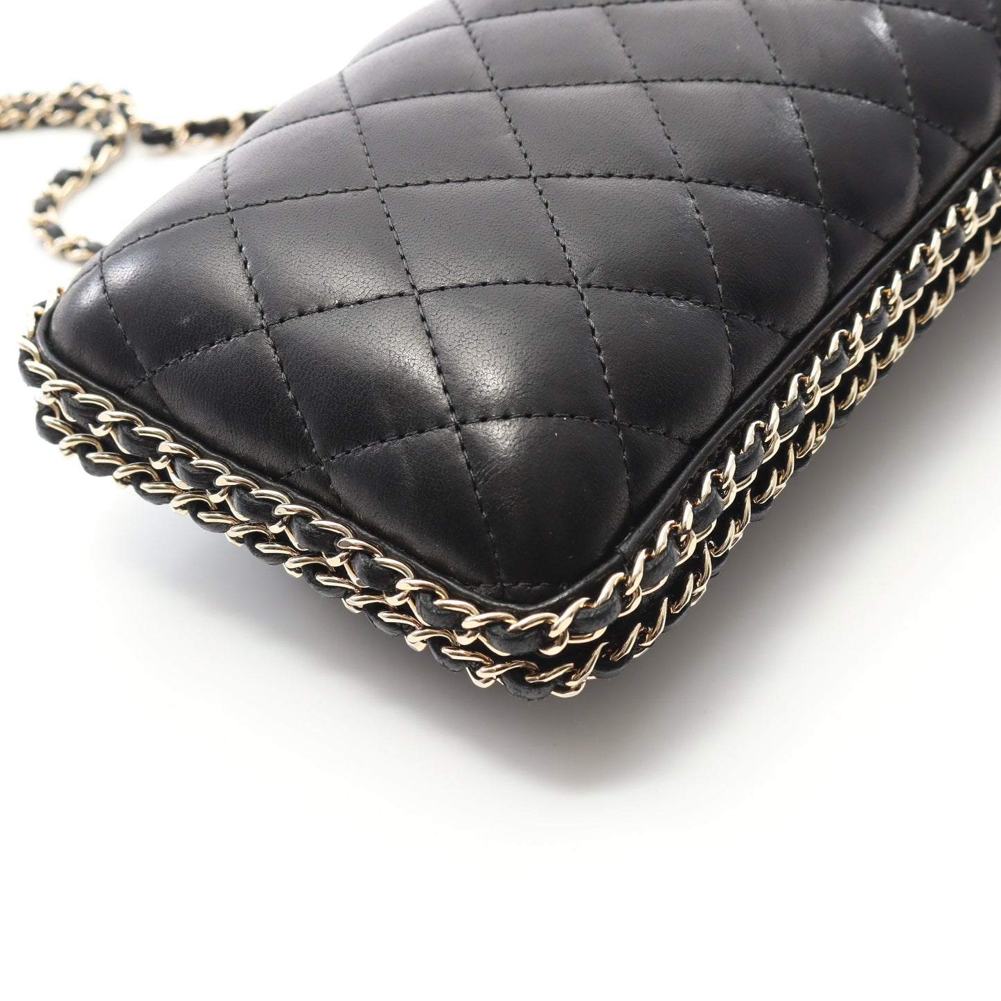 マトラッセ チェーンショルダーバッグ ラムスキン ブラック ゴールド金具 シャネル バッグ CHANEL