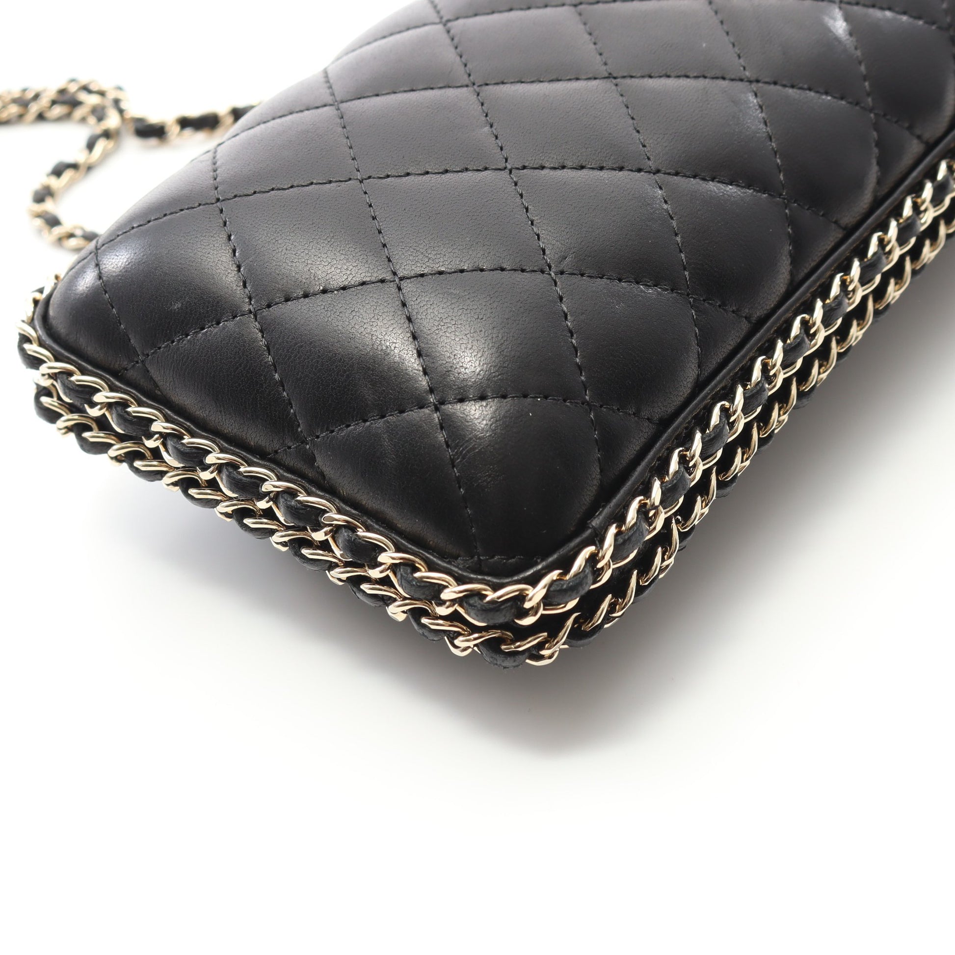 マトラッセ チェーンショルダーバッグ ラムスキン ブラック ゴールド金具 シャネル バッグ CHANEL