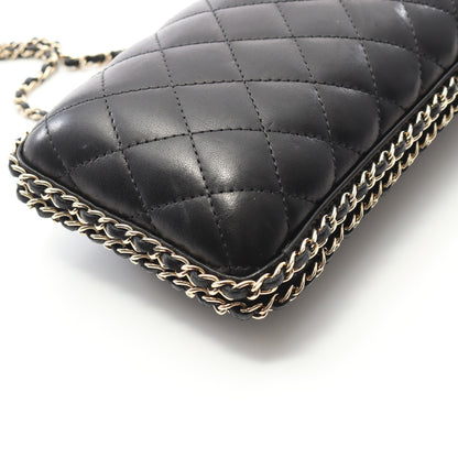 マトラッセ チェーンショルダーバッグ ラムスキン ブラック ゴールド金具 シャネル バッグ CHANEL