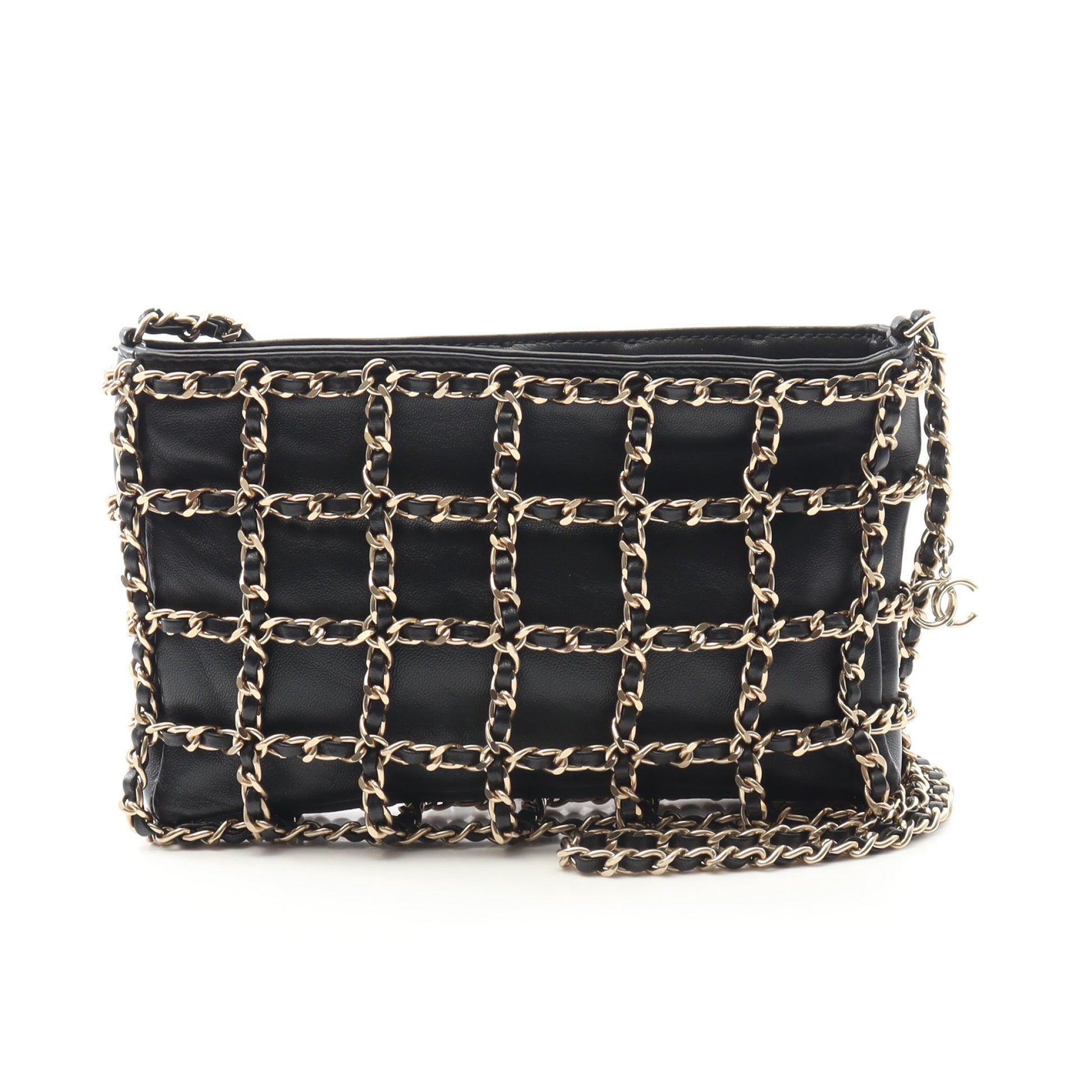 チェーンショルダーバッグ ラムスキン ブラック ゴールド金具 シャネル バッグ CHANEL