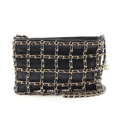 チェーンショルダーバッグ ラムスキン ブラック ゴールド金具 シャネル バッグ CHANEL