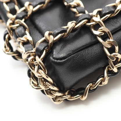 チェーンショルダーバッグ ラムスキン ブラック ゴールド金具 シャネル バッグ CHANEL